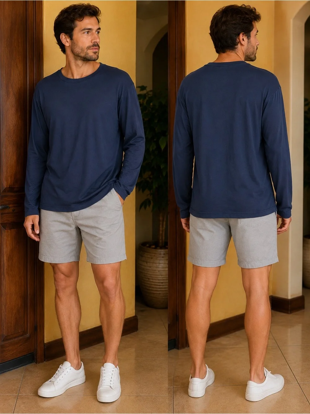 Banana Republic Men’s Luxe Touch Performance Long Sleeve Shirt Preppy Navy L
